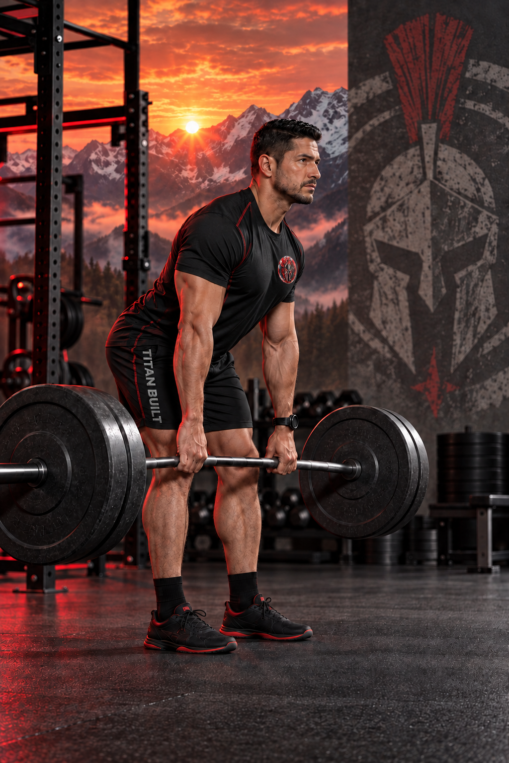 Man performing a controlled barbell Romanian deadlift